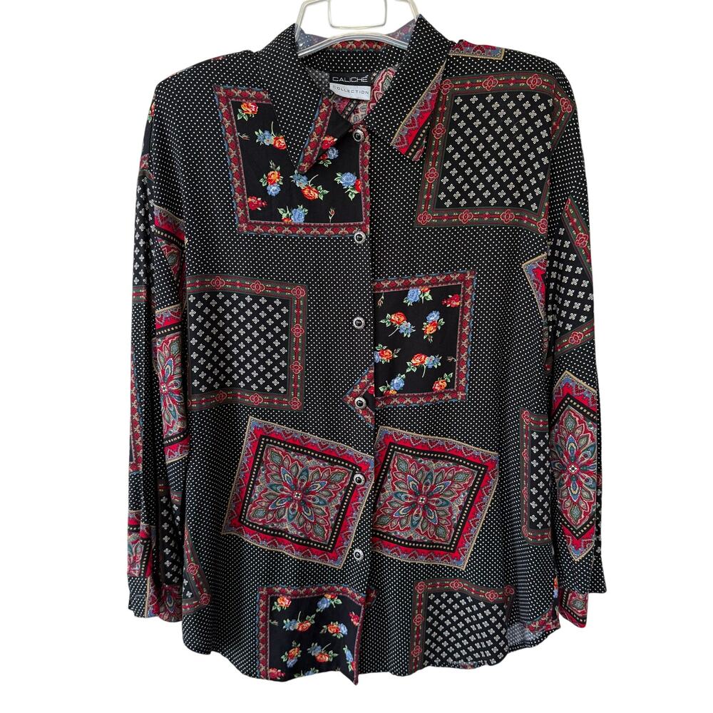 Caliche collection Vintage patchwork blouse size L